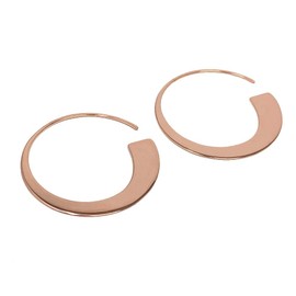 Ladies Rose Gold Plated Flat Tapered Pull-Thru Open Hoops 925 Sterling for Women with a Gift Box 925 Sterling Modern and Stylish
