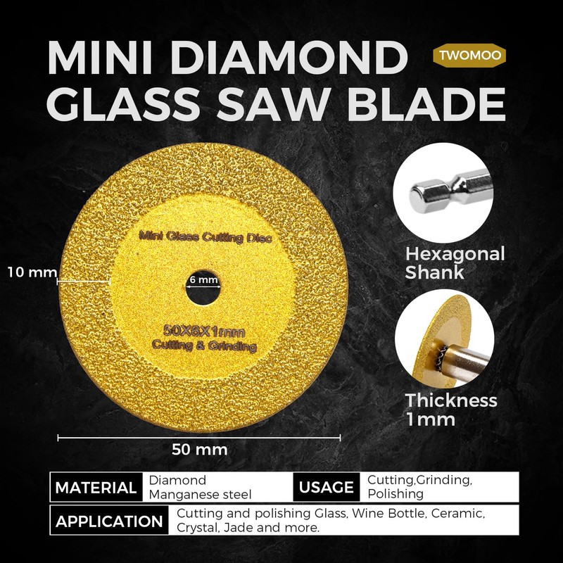 3PCS 2 Inch Mini Glass Cutting Disc, 1mm Ultra-Thin Diamond