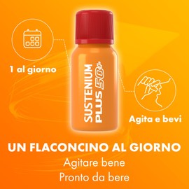 Sustenium Plus 50+ Integratore Alimentare Energizzante con Vitamina B12 Alto Contenuto, Formula Specifica per Adulti 50+ in Pratici Flaconcini. Energia in un Sorso confezione da 48 Flaconcini da 20 ml