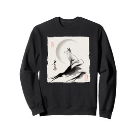 Japanese Kitsune Fox and Moon Vintage Zen Spiritual Gift Sweatshirt