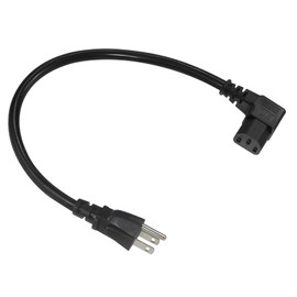 1FT Right Angle Computer Power Cord - NEMA 5-15 Plug to IEC C13 Power Cord,Universal PC Power Supply Cord, 16AWG, Black C13 3 Prong Angled AC Cord for PC Monitor/TV