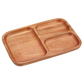Captain Stag UP-2609 Wooden Tableware Plate, Square, Divider Plate, 3, Wood Breath