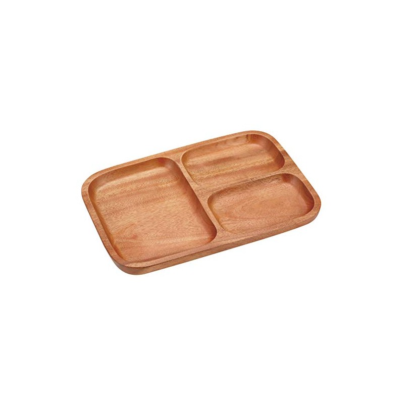 Captain Stag UP-2609 Wooden Tableware Plate, Square, Divider Plate, 3,