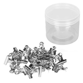 30pcs Metal Push Pin Clips Creativity Stainless Steel Silver Thumb Tacks with Clips for Cork Board Bulletin Boards
