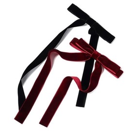 TSUOUKL Pack of 2 Black + Red Hair Bows Girls, Satin Ribbon Bow Hair, French Hair Clips with Long Silky Satin, Velvet Bow Hair Clips, Hair Clip Bow