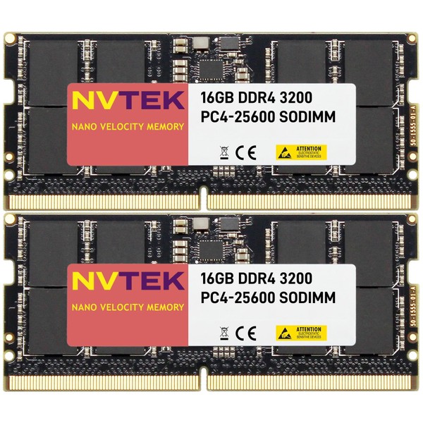 NVTEK 32GB (2X16GB) DDR4 3200MHZ PC4-25600 SODIMM 2Rx8 1.2V CL22