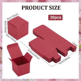 PH PandaHall Pack of 30 Small Gift Boxes 5 cm Square Paper Boxes Foldable Party Favour Boxes Small Gift Wrapping Paper Boxes for Wedding Christmas Proposal Party Decor, Red