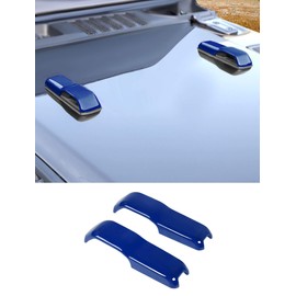 Savadicar 2-Piece Blue Hood Hook Trim Cover for Jeep Wrangler JL JLU 4xe & Gladiator JT 2018-Present – Exterior Decorative Upgrade Accessories