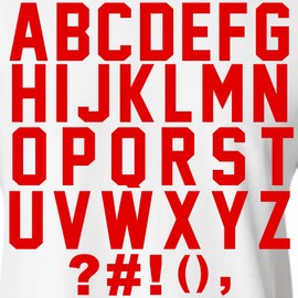 TeeWin 47 Pieces,3"" Tall Letter Iron On Heat Transfer Vinyl for for DIY Printing Craft Fabric T-Shirt Jersey,Clothes Sports T-Shirt jersey football Baseball,team,t-shirt (Bright Red)