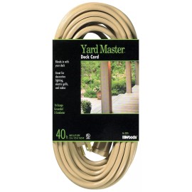 Woods 40ft Beige Outdoor Extension Cord 16 3 SJTW Weatherproof 13A 125V Heavy Duty