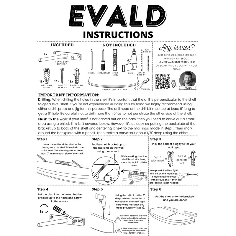 EVALD Heavy Duty Floating Shelf Bracket | 8-Inch Floating Mantel