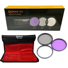 OPTURA HD 58MM Multi-Coated Lens Filter Kit UV/FLD/CPL for Canon EF-S 55-250mm f/4-5.6 is II Lens