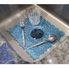 Dependable Industries Floral PVC Sink Mat Protector – Blue, 11.5"