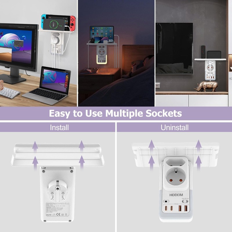 HEEKIM LED Night Light with Stand and Socket, Night Light