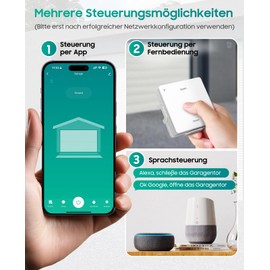 WiFi Garage Door Opener Compatible with Alexa Google Assistant, App Control, Neutral Conductor Required (with Remote Control, 1)