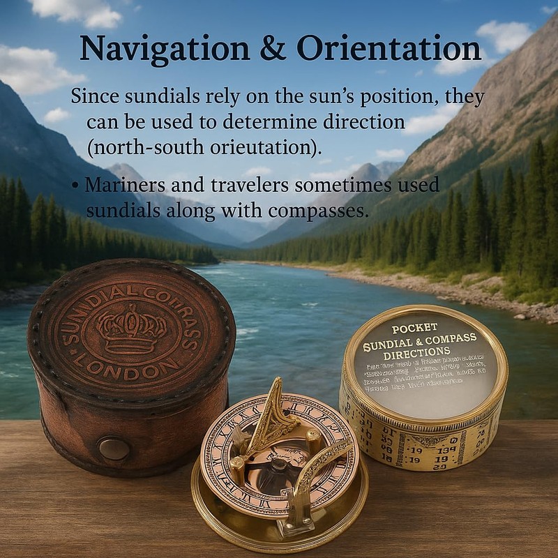 US HANDICRAFTS Vintage Compass Navigational Instrument - Marine Sundial Compass