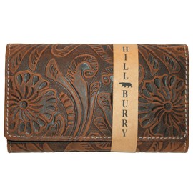 Hill Burry Women's Leather Wallet Brown, Brown (Dark Brown), classic wallet