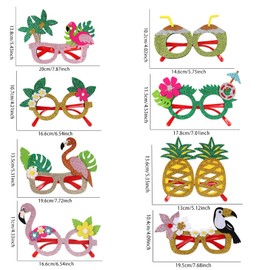 Snowtain Pack of 8 Party Glasses, Hawaiian Tropical Glasses Costume Party Fun Glasses, Hawaiian Glasses Party Accessories, Photo Booth Props, Beach Theme Party Supplies Decoration
