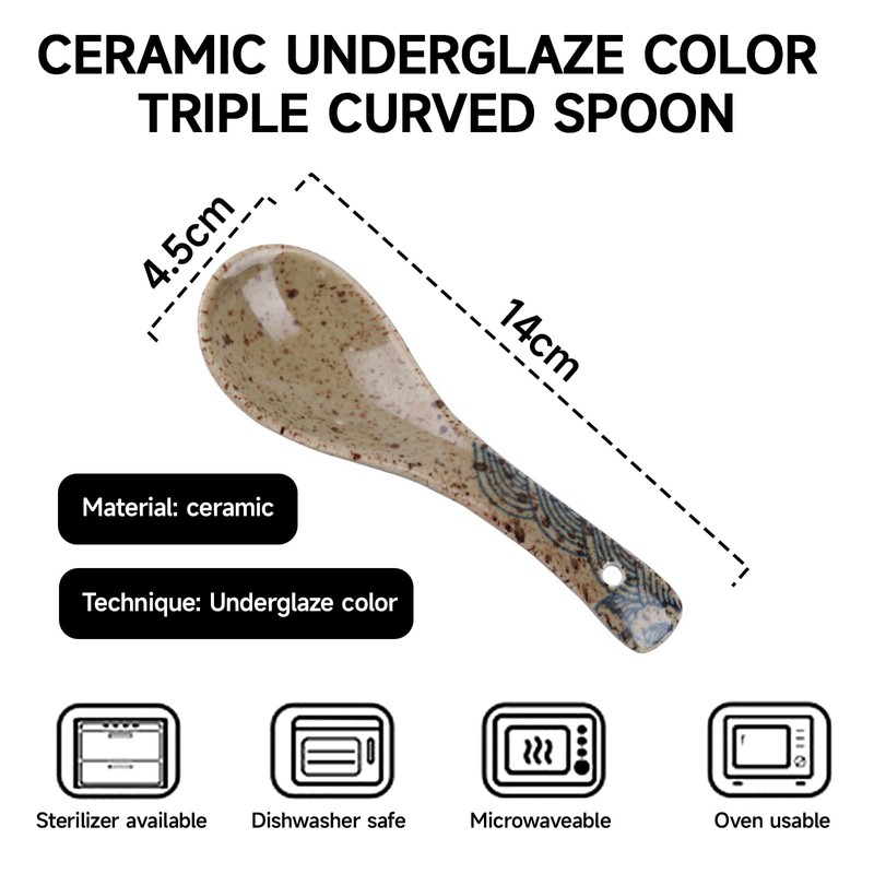 Counius Pack of 6 Soup Spoons, Ceramic Chinese Soup Spoons,