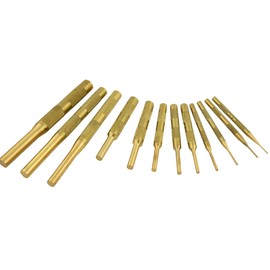 12 Piece Brass Pin Punch Set with Storage Pouch, Made in USA
