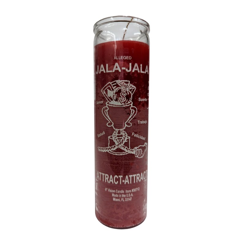 Generic Jala Jala (Attract Attract) Red 8"" Pillar Candle