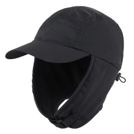 Decentron Kids Winter Hat Boys Earflap Beanie Fleece Stocking Cap Warm Trapper Hat Water Resistant Black