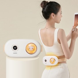 Susanny 2023新型 腰マッサージャー 腰サポーター ホットベルト 温熱ベルト 暖房用品 子/宮ホットベルト 可愛い猫ちゃん USB充電式 コードレス 軽量 携帯便利 振動機能付き 敬老の日 ギフト 自宅家庭用 職場用 寒さ対策