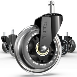 HOLKIE Office Chair Wheels Roller Blade Caster Rubber Replacement for Office 11x22mm Transparent 3 Inch, Desk Rolling Set of 5 for Hardwood Floors Gaming Chair Wheels Smooth & Silence Gliding