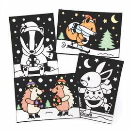 Baker Ross FC284 Winter Woodland Colour In Picture Decorations - Pack of 10, Felt Craft Pictures, Make Your Own Picture Decoration, Craft Set for Children to Decorate and Display,Black