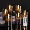 Grey Glass Flameless Votive Candles with Remote Timer, Real Wax