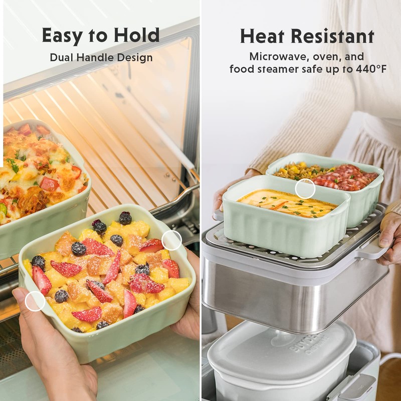 BUYDEEM Ceramic Food Storage Container with Airtight Lid, 28 oz