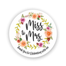 Miss to Mrs Bridal Shower Stickers - Bachelorette Party Favors Stickers - Spring Bridal Shower labels - Wedding Favor labels - Set of 40 stickers (Wreath)