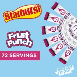 Starburst Singles To Go Powdered Drink Mix, Fruit Punch, Sugar-Free Drink Powder, Just Add Water,6 count (Pack of 12)