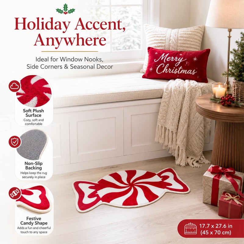 Christmas Bathroom Rug Peppermint Christmas Decor Candy Doormat Non Slip