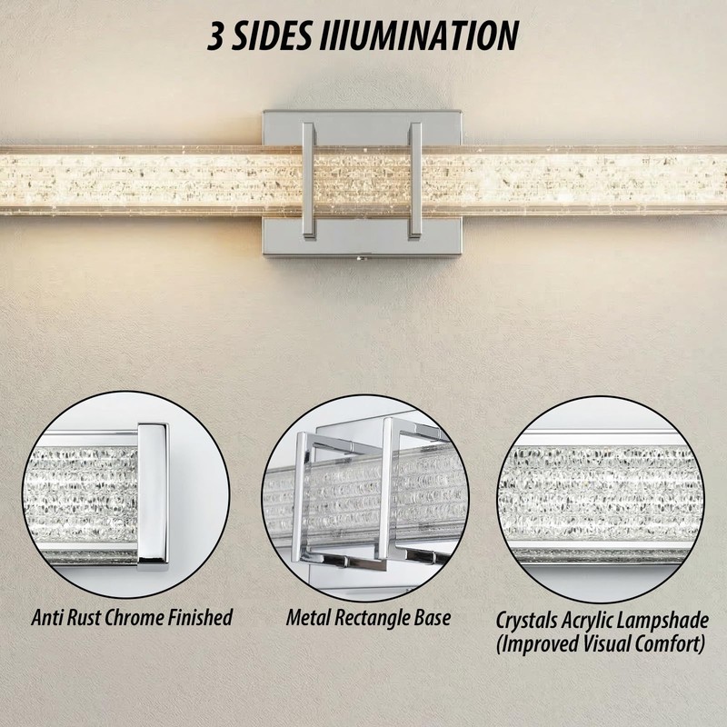 Modern LED Bathroom Vanity Light 24 inch 18W Dimmable 3CCT