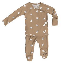Bonsie Skin to Skin Babywear Footed Bodysuit - French Bulldog Pattern Baby One Piece - Frenchie (Frenchie, 6-9 Months)