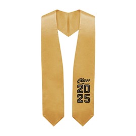 Endea Graduation Stole Class of 2025 With Classic Tips - Unisex Adult - 62" Long - Graduation Sash (Antique Gold)