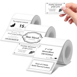 NIIMBOT Labels Compatible with B1 / B21 / B3S Label Printer, 3 Rolls 50 x 30 mm Thermal Label Tape for Supermarkets Retail Office, 230 Labels/Roll, White
