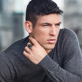 Aroncent Black Obsidian Signet Ring: Vintage Eagle Navy Style Stainless Steel Ring - Gothic Biker Jewelry for Men Size 13