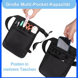 Waist Bag Work Retail, Waiter's Bag with Belt, Hairdressing Bag Belt, Belt with Pockets, Nurse Bag, Adjustable Tool Bag, Storage Bag for Men and Women, black, No