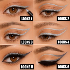 2PCS Makeup Eyeliner Pencil – Waterproof Eyeliner Pen with Vibrant Matte Colors, Sweatproof & Smudge-Proof Formula, Long-Lasting All-Day Wear, Precision Tip for Easy Application – Silver