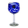 NOVICA Hand Blown Blue Swirl Recycled Glass Wine Glasses,11 oz