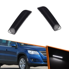 ADIIL 2PCS Smoked Lens Side Front Bumper Side Indicator Light White LED Side Marker Parking Lights For 2009-2017 VW Tiguan
