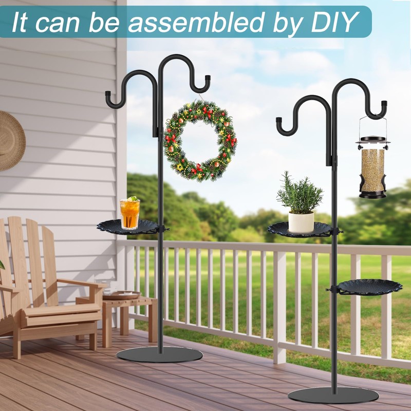 Upgraded 74" Shepherd's Hook Stand plant，Bird Feeder，Wind Chime Hanger Stand,