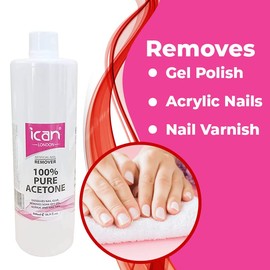 ICAN LONDON Ican London 100% Pure Acetone Nail Polish Remover UV GEL Soak Off 500ML