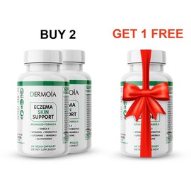 DERMOIA Eczema Supplements for Itchy & Dry Skin  - Skin Healthcare Vitamin 60 Capsules - Quantity: Eczema Supplement Pack of 2 + 1