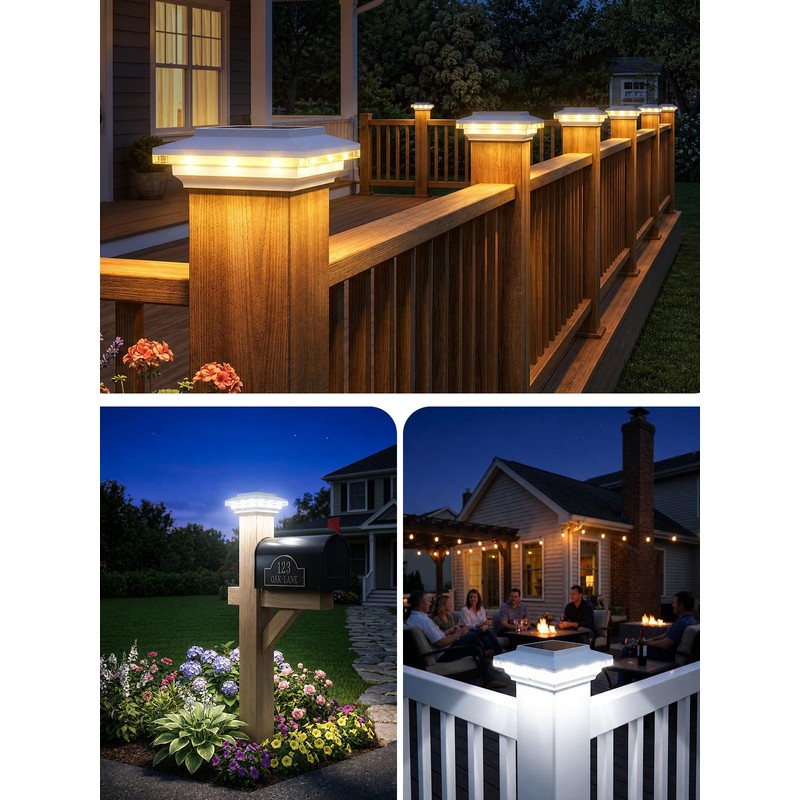 KOOPER 4x4 Solar Post Cap Lights Outdoor, 6 Pack Brighter