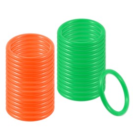 PATIKIL 2.8" Plastic Ring-Toss Rings for Bottles, 60 Pack Carnival Rings Plastic Hoops for Speed and Agility Practice Outdoor Party Favor, Orange/Green