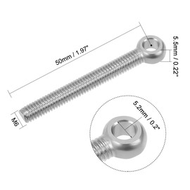 sourcing map M6 x 50mm Machinery Shoulder Swing Lifting Eye Bolt 304 Stainless Steel Metric Thread 4pcs
