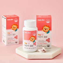 Daily One 데일리원 베베키즈 어린이 철분 1,800mg X 60정 3통 Daily One Bebe Kids Iron 1,800mg X 60 Tablets 3 Bottles